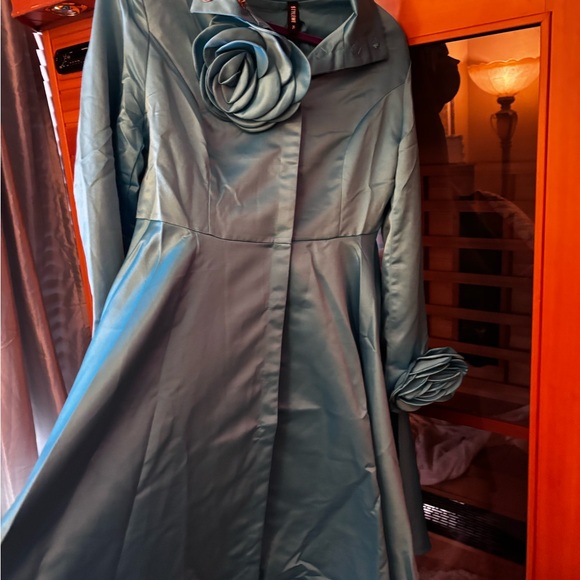 STYLEWE Teal Coat with Floral Detail - Picture 9 of 9